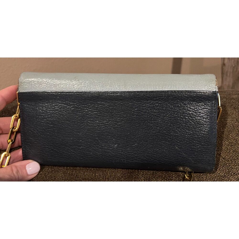 Authentic Miu Miu Wallet On A Chain, Blue With Go… - image 7